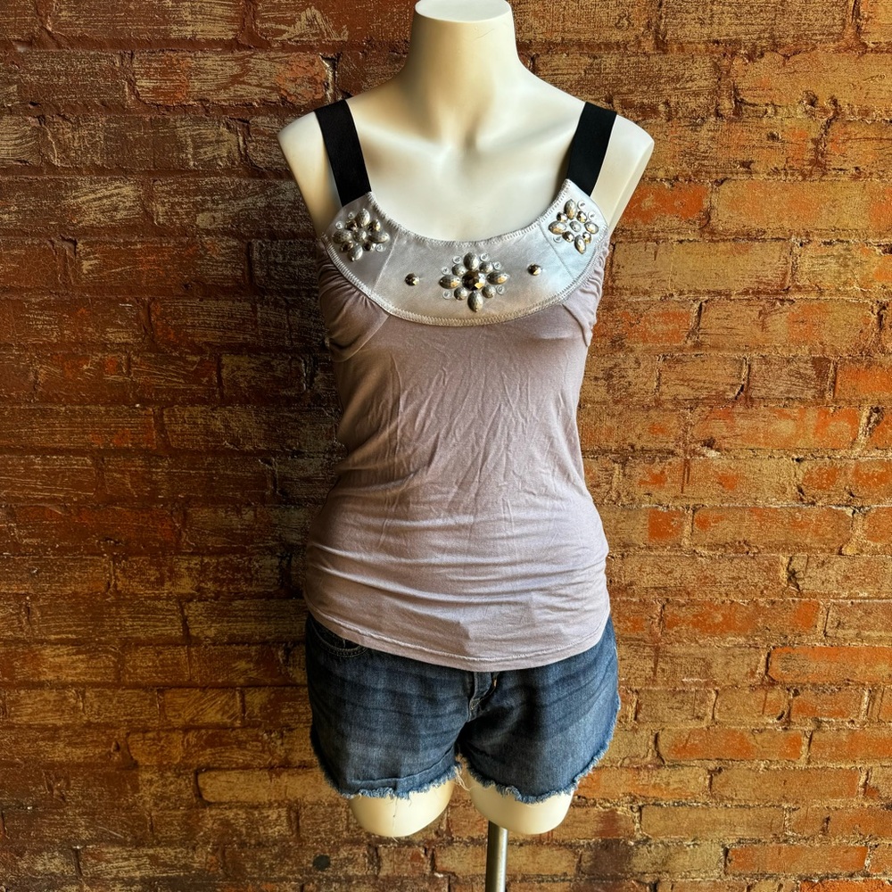 Free People y2k purple jeweled tank top